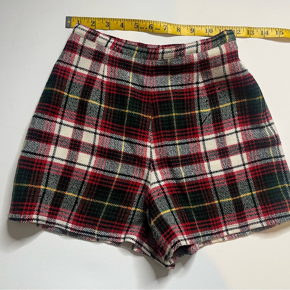 GAP High Waist Plaid Shorts - Red, Black, and White